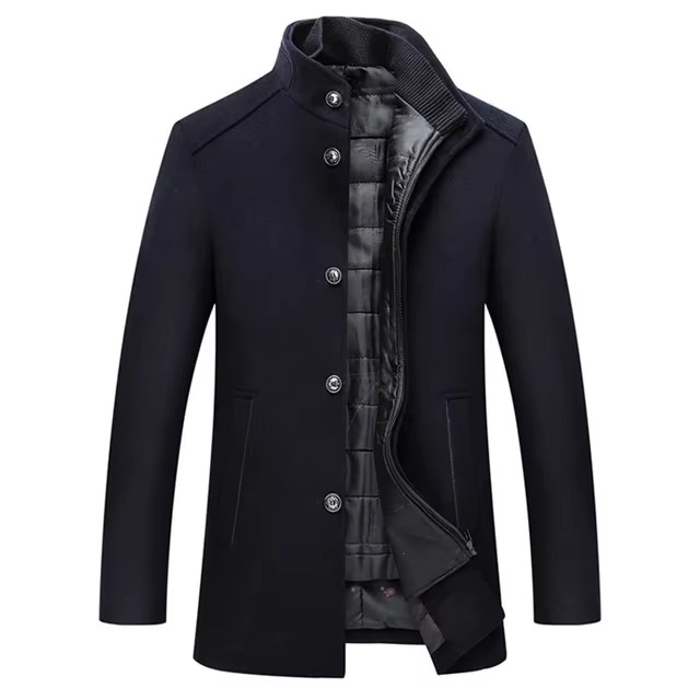 Men's Slim Adjustable Wool Blend Winter Vest Parka Coat For Business Style And Warmth