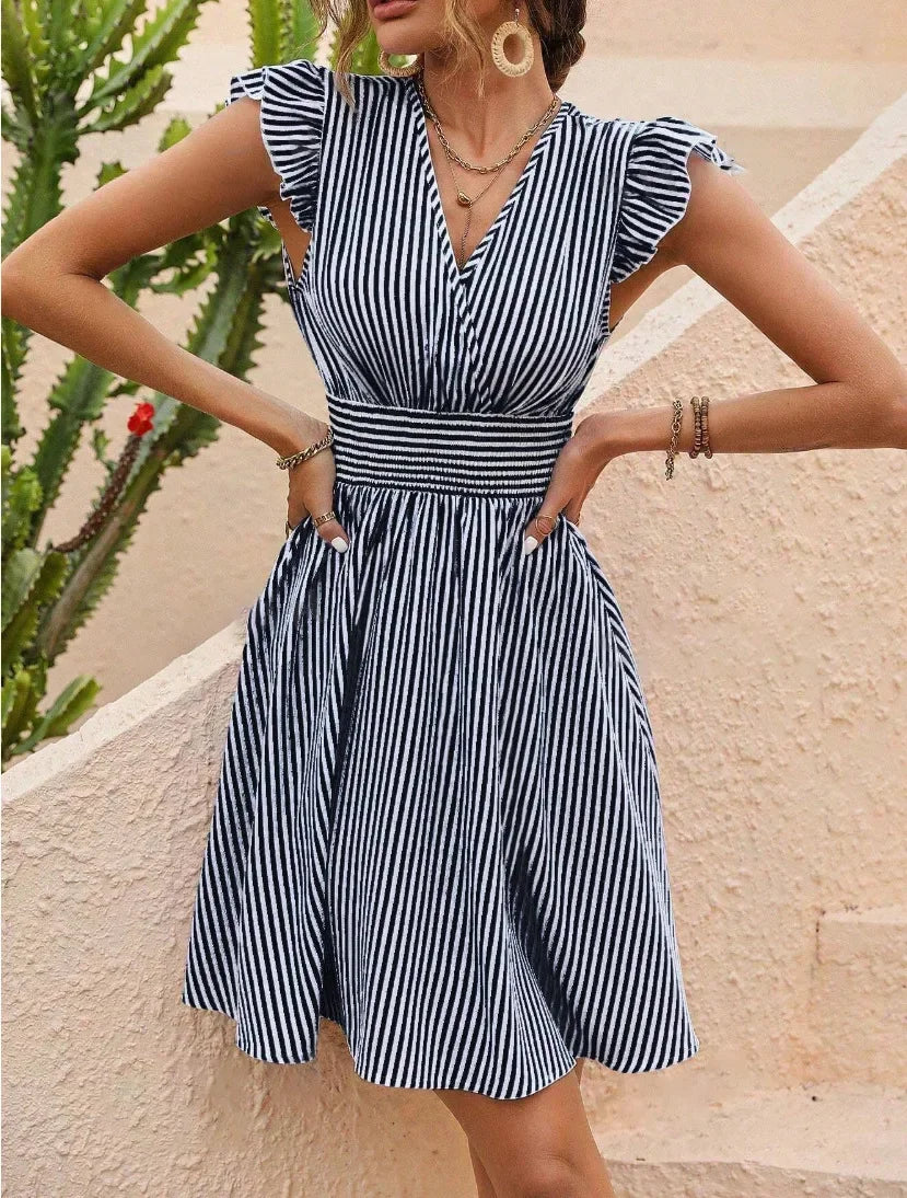 Street-Wave Striped Summer Dress For Women Breezy Chic