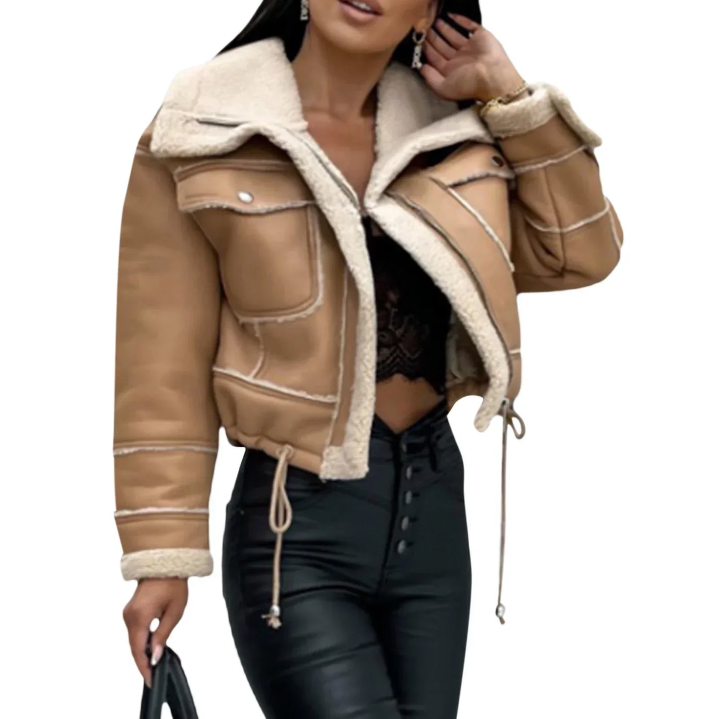 Streetwave Womens Sherpa Jacket Warm Cozy Outerwear