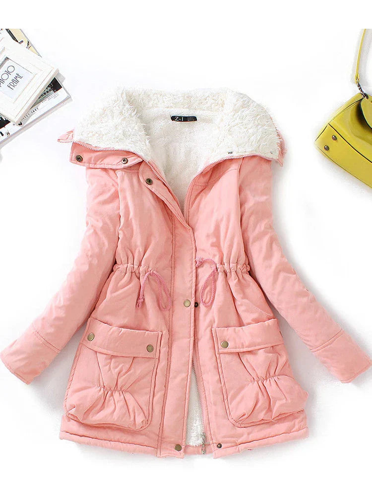 Street-wave Faux Fur Lined Winter Coat With Adjustable Fit And Snap Zip Closure Parka Style For Women