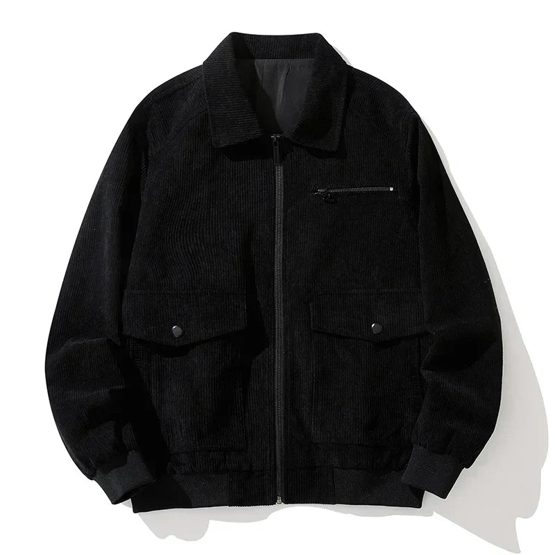 Street-Wave Silk Lined Premium Corduroy Jacket For Men With Front Zip And Three Pockets All Season