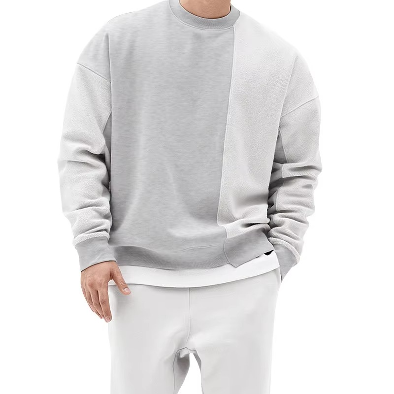 Men's Loose Fit Gym Hoodie Sweatshirt Crew Neck Long Sleeve Casual Pullover for Activewear by Street-Wave