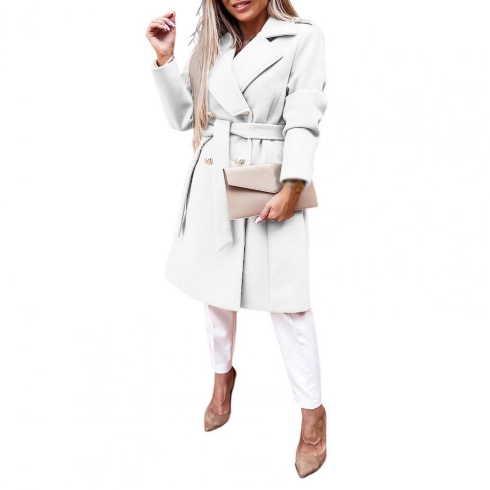 Street-wave Trench Coat For Women Double-Breasted Belted Chic Versatile Office Outerwear For Workdays