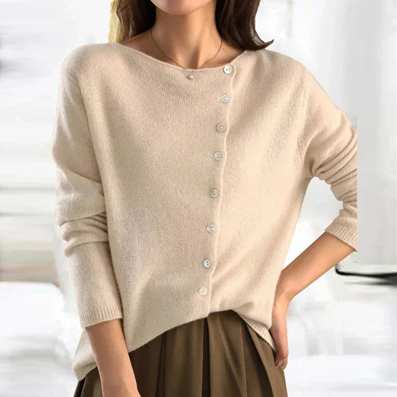 Streetwave Cashmere Cardigan For Women Cozy Layering Knit With Asymmetrical Button Design