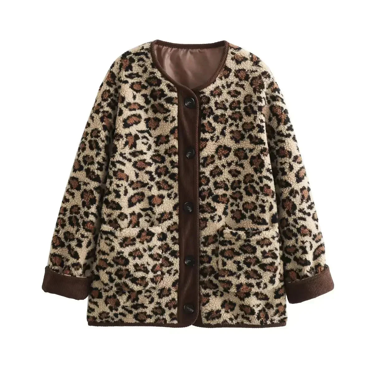 Street-wave Leopard Print Cardigan Jacket For Women Soft Cotton Comfort Bold Streetwear