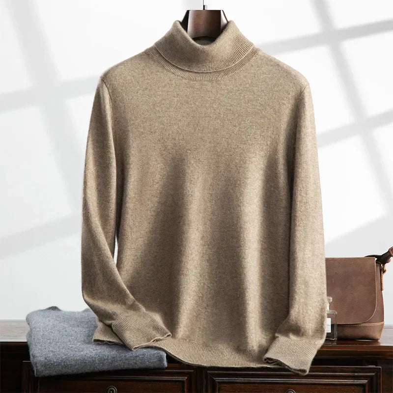 Mens Cashmere Turtleneck Sweater In Relaxed Fit With Ribbed Edges And Soft Knit Texture