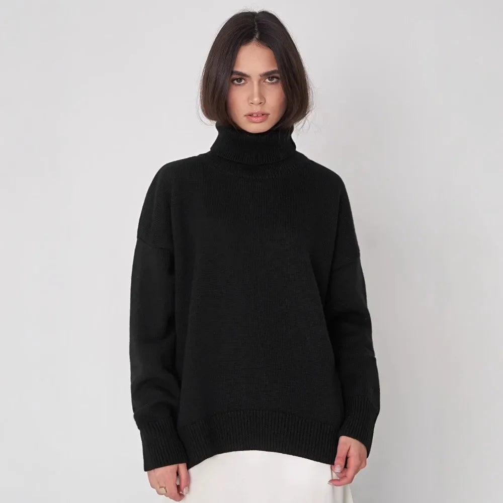 Street Wave Unisex Turtleneck Sweater Oversized Cozy Warmth