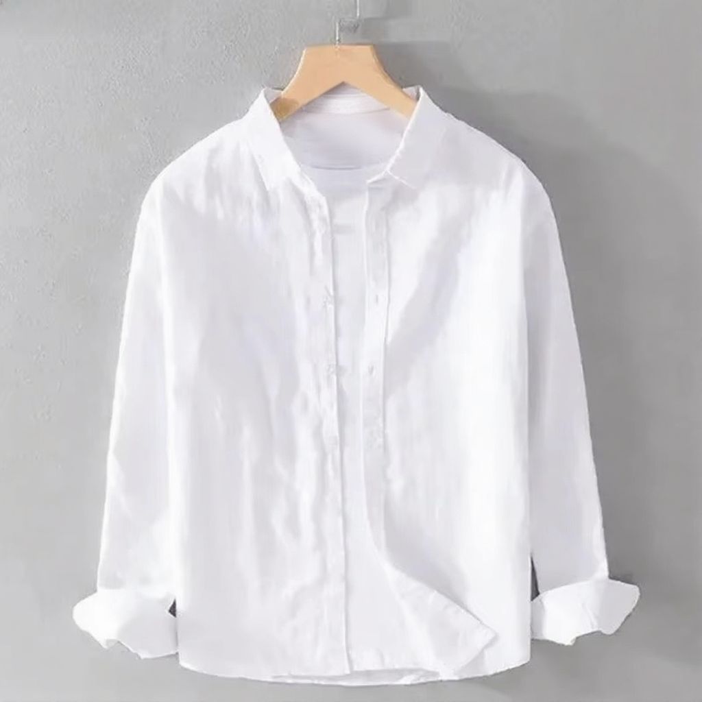Street-Wave Men's Lightweight Cotton Linen Long Sleeve Casual Shirt Breathable Everyday Comfort