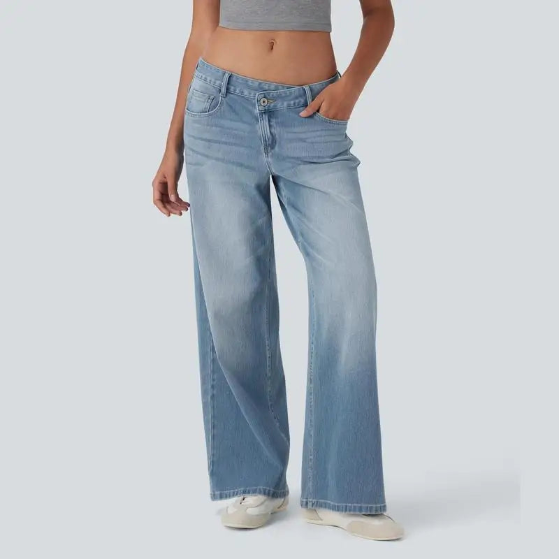 Street-Wave Serenity Baggy Wide-Leg Jeans Comfort Women