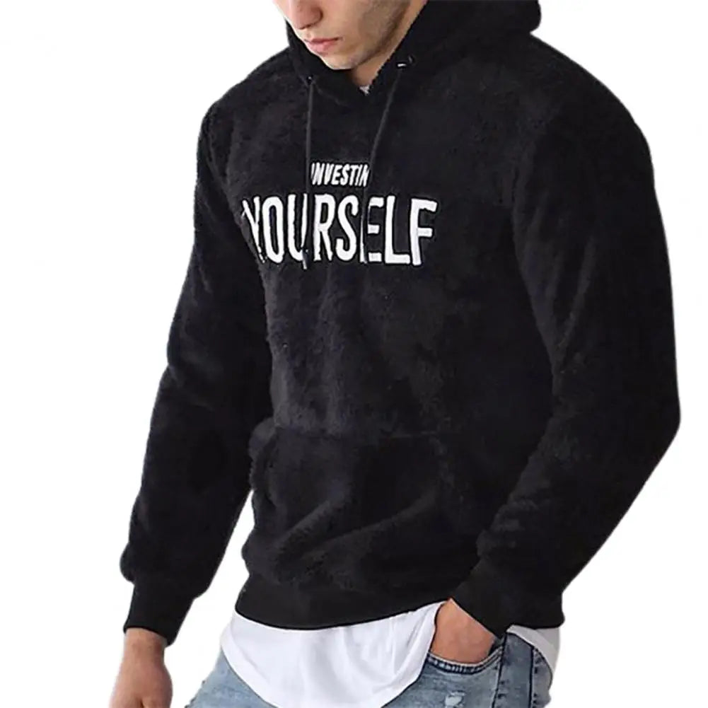 Street-wave Motivational Hoodie For Men Cozy Fleece Pullover With Trendy Streetwear Comfort