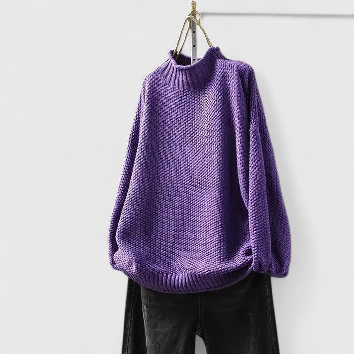 Women's Knit Sweater with Relaxed Fit and Soft Texture