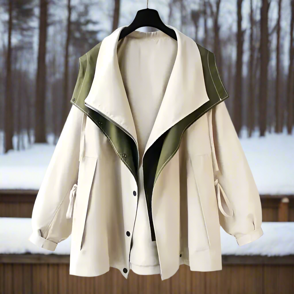 Cotton Jacket With Draped Collar And Loose Fit Street-wave For Modern Wardrobe And Everyday Style