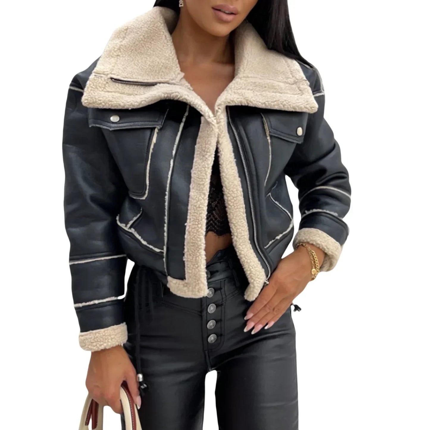 Streetwave Womens Sherpa Jacket Warm Cozy Outerwear