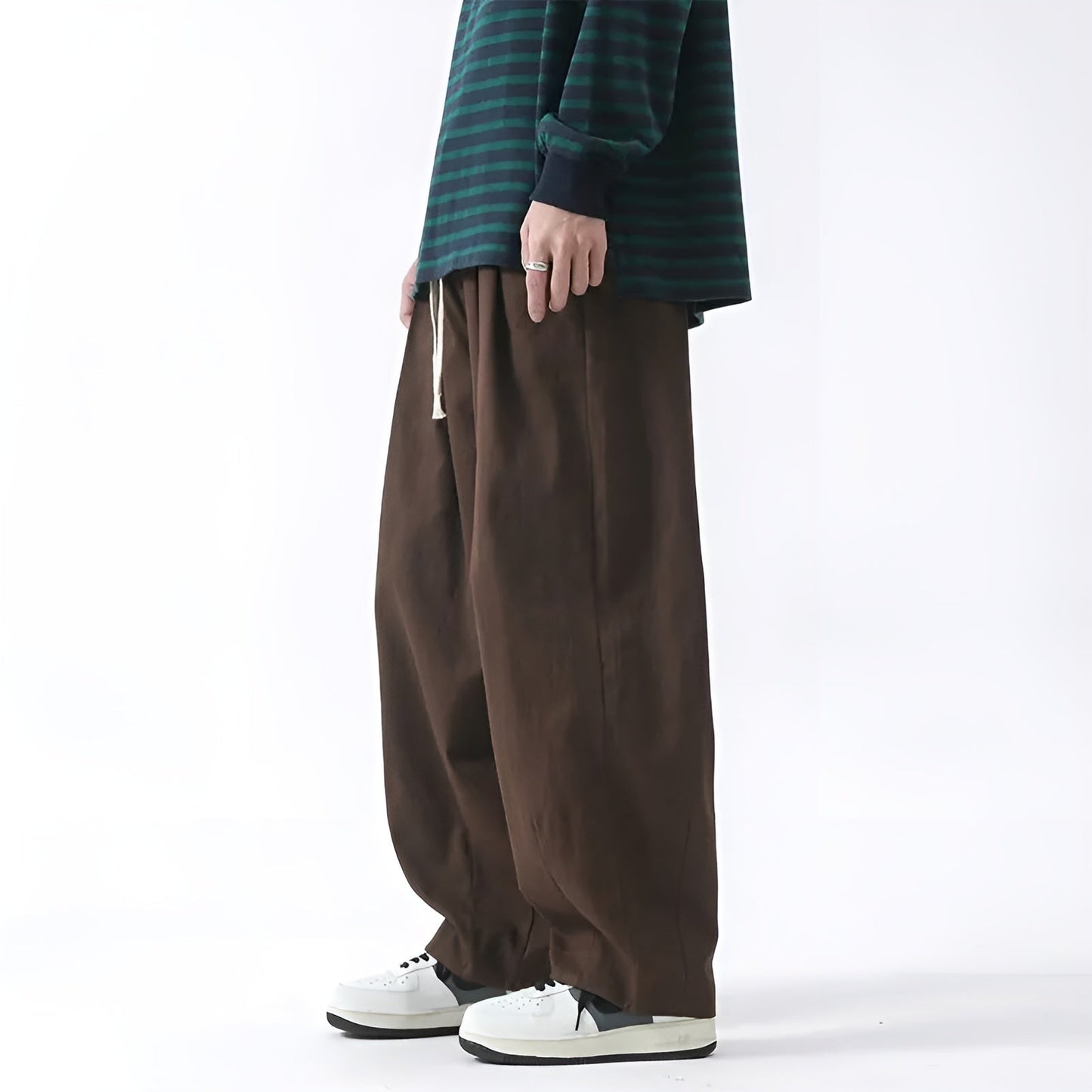 Street-Wave Chinos Sarouel Pants - Oversized Pleated Cargo Style for All Day Comfort and Movement