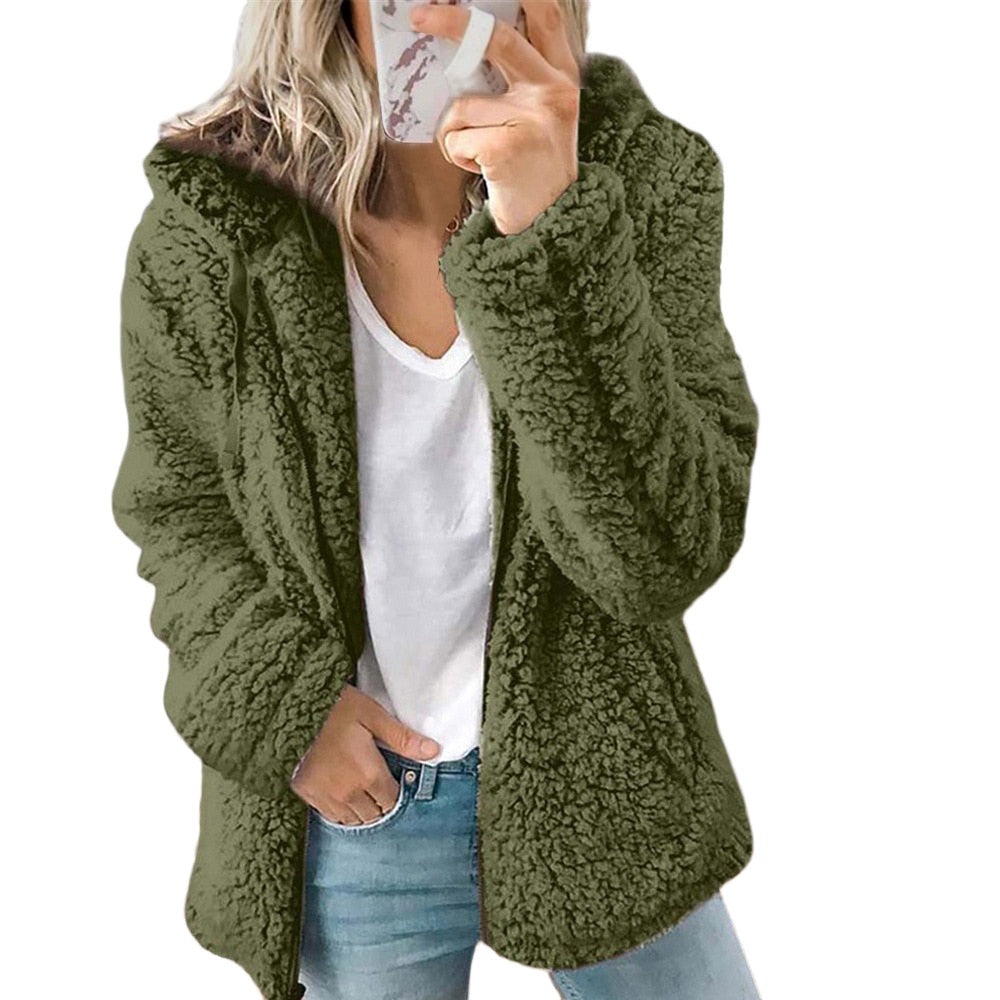 Street-Wave Cozy Teddy Jacket For Women Plush Faux Fur Coat Warm Everyday Essential