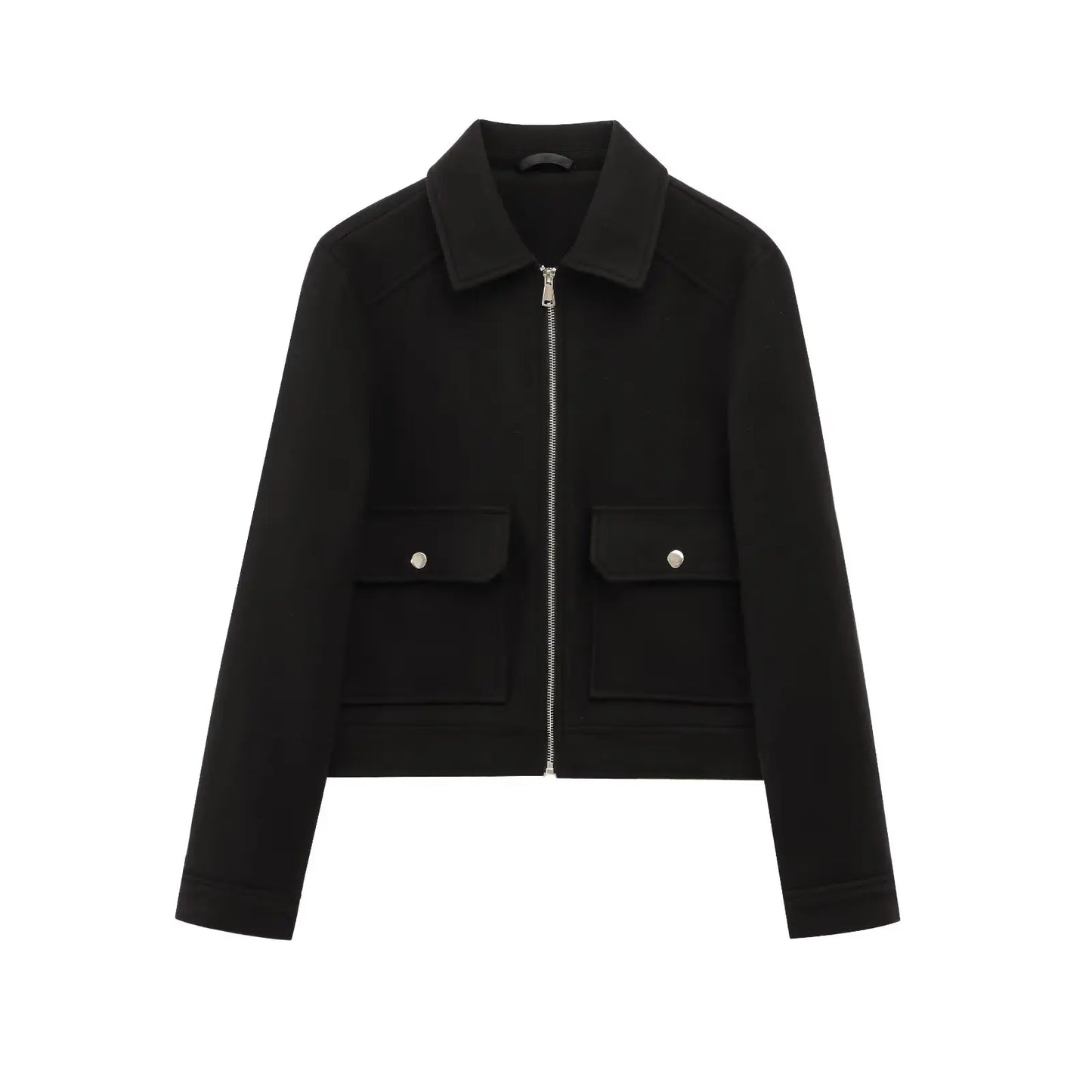 Street Wave Womens Wool Bomber Jacket Zippered Warmth Style