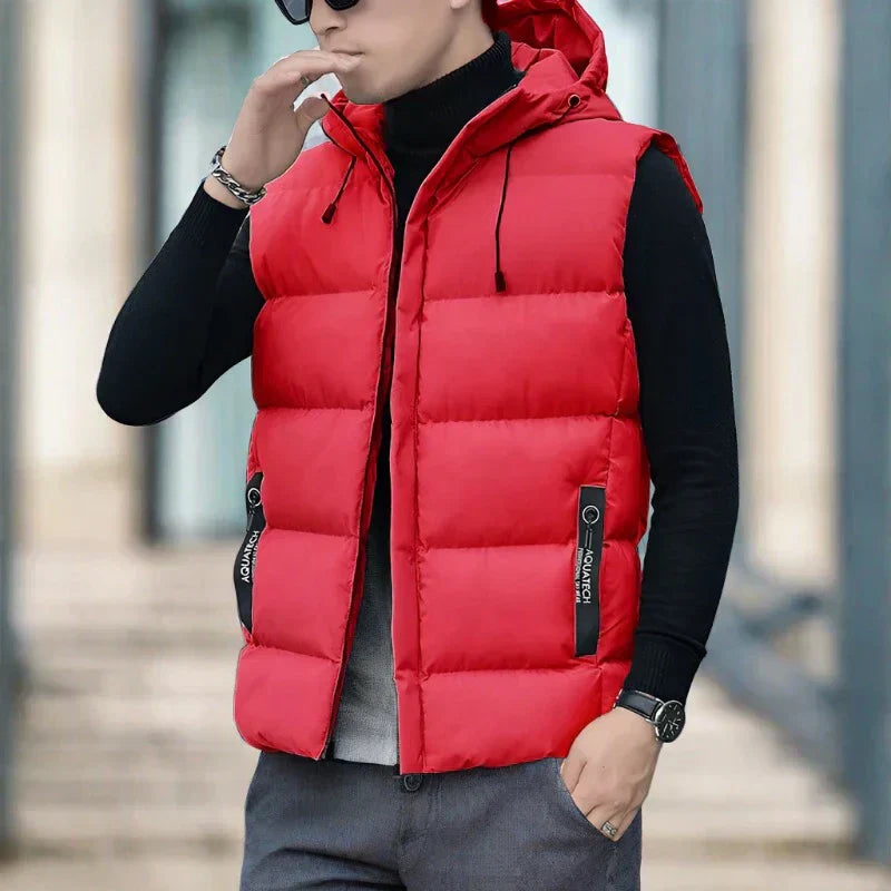 Mens Quilted Vest Slim Fit Insulated Hooded By Street Wave Nordisk Flair