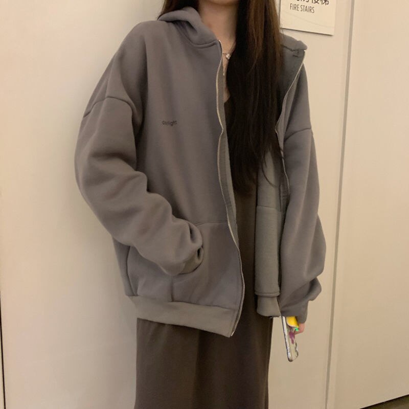 Street-wave Zip Hoodie For Women Oversized Comfort And Elegant Style Versatile Wardrobe Essential
