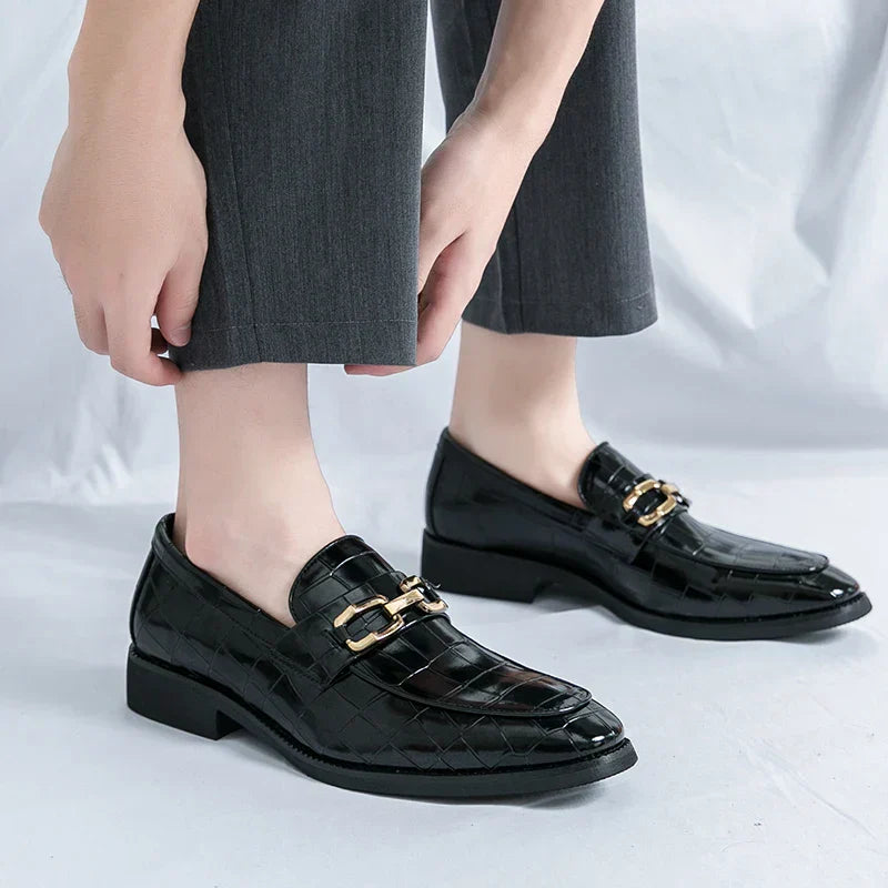 Streetwave Men's Leather Business Loafers All Day Comfort In Elegant Crocodile Texture For Professionals