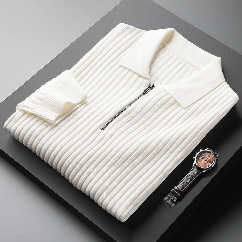 Street Wave Premium Men Polo Collar Knit Sweater Soft Cozy Comfort For Work And Leisure
