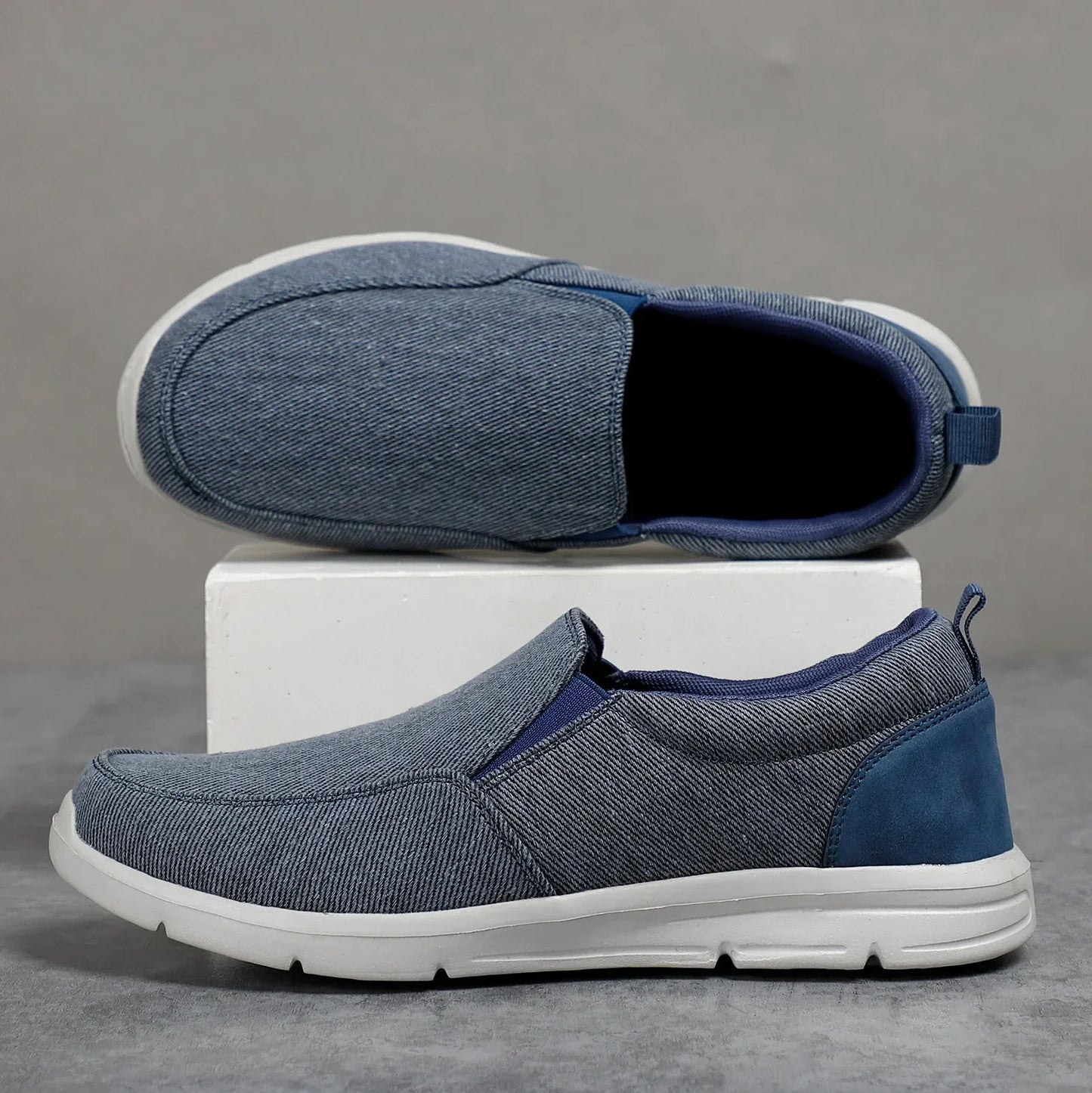 Street-Wave CoolStride Men's Summer Canvas Loafers Breathable Slip On Comfort For Everyday Outdoor Casual Wear