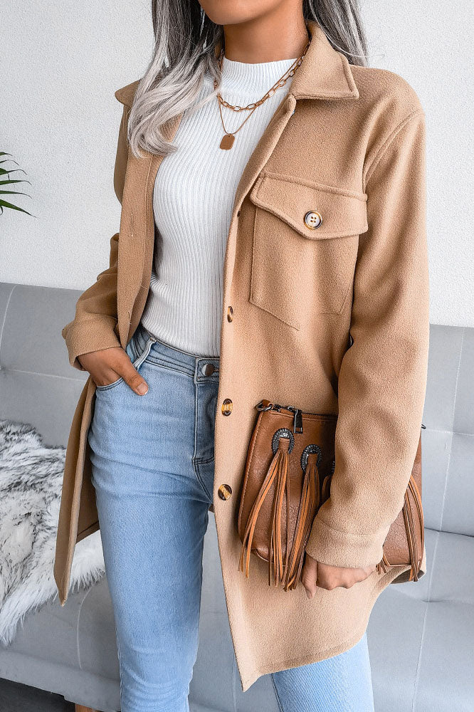 Street-Wave Wool Coat With Belted Waist And Removable Collar For Women Cozy Yet Chic Outerwear