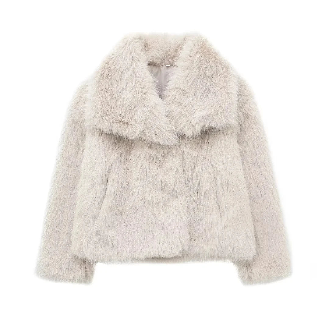 Street-wave Faux Fur Coat For Women Warm Cozy Luxury Finish Stylish And Practical