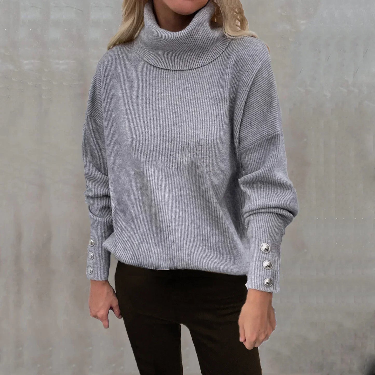 Street-wave High Neck Knit Sweater For Women Cozy Relaxed Fit Warm Everyday Chic Essential