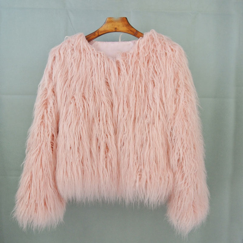 Streetwave Martina Faux Fur Coat For Women Luxurious Warmth Plush Pink Fur Outerwear