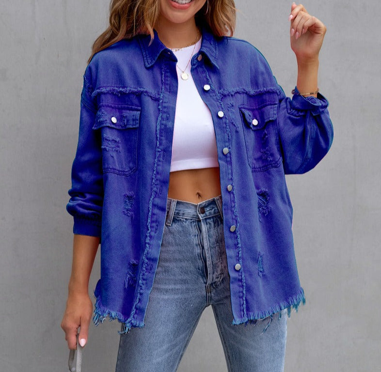 Pink Distressed Denim Jacket Lucie By Streetwave For Fashion Forward Women Who Value Everyday Versatility
