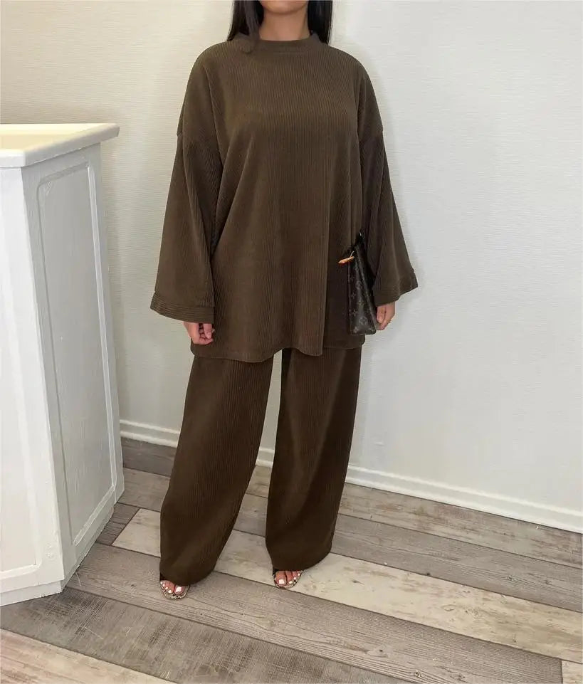 Streetwave Corduroy Two Piece Set For Women Cozy Warmth And Effortless Chic For Autumn Winter