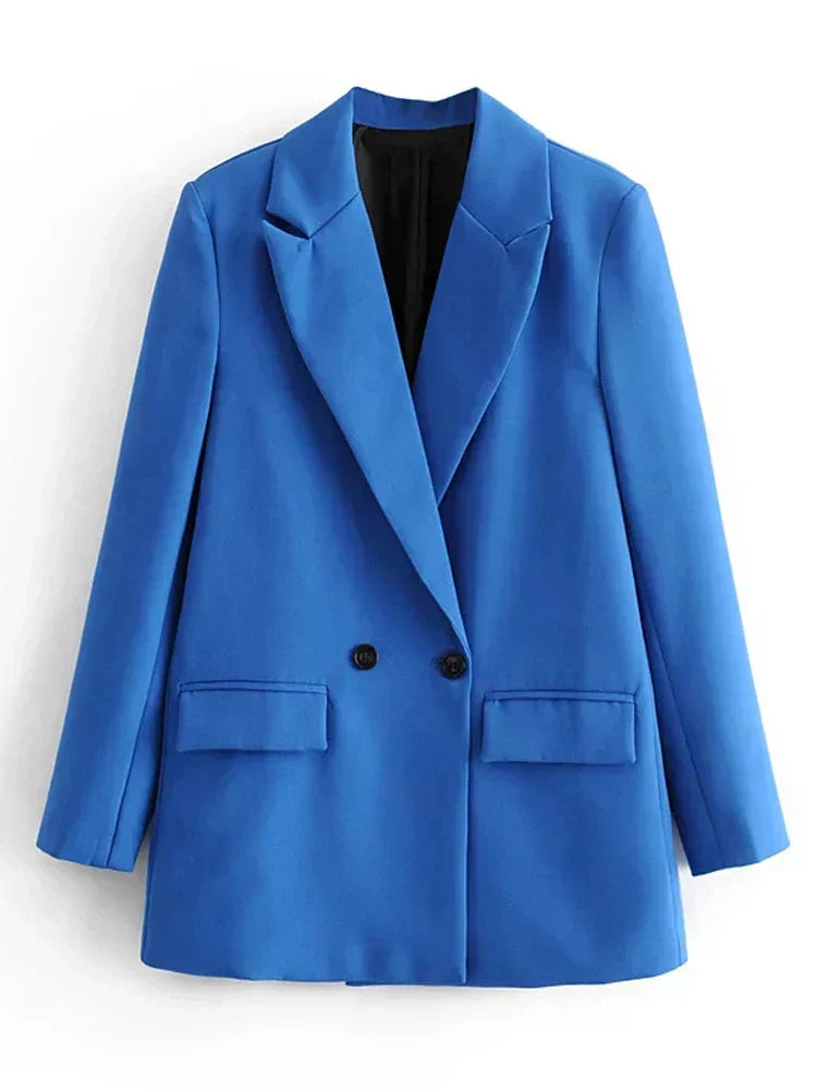 Street-wave Womens Formal Blazer With Pockets Elegant Camel Tailored Jacket For Professionals