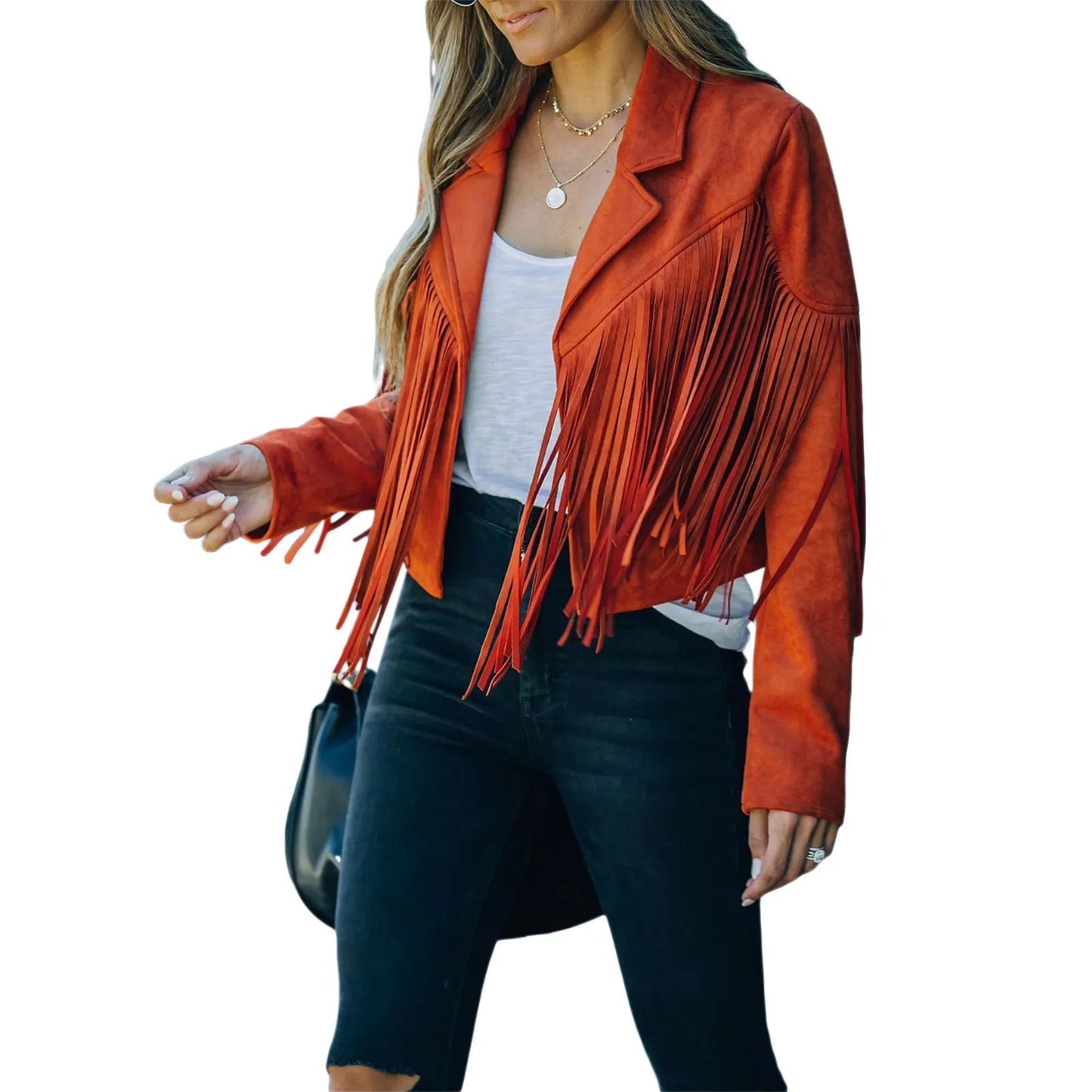 Streetwave Women Suede Fringe Motorcycle Jacket Winter Ready Street Style Chic Essential