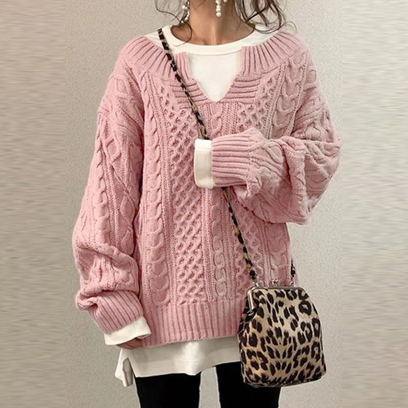Street-wave Cozy Cable Knit Winter Pullover For Women Oversized Warm Everyday Sweater