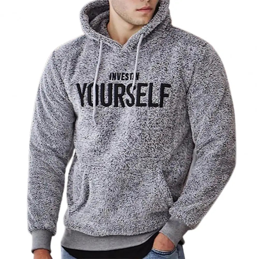 Street-wave Motivational Hoodie For Men Cozy Fleece Pullover With Trendy Streetwear Comfort