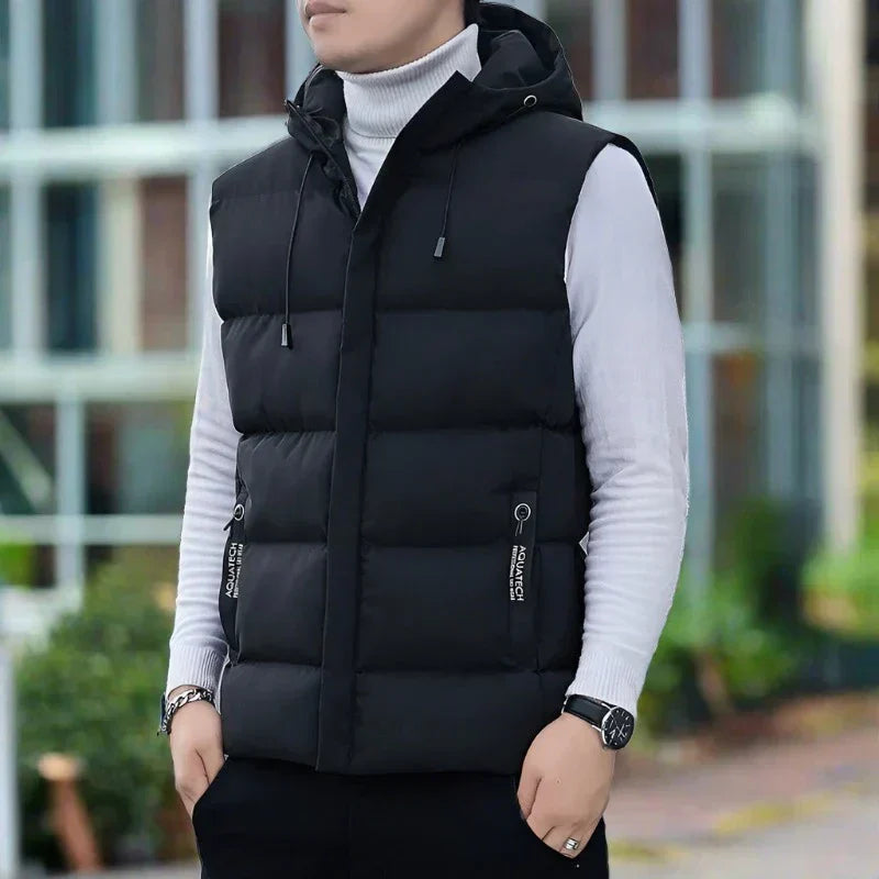 Mens Quilted Vest Slim Fit Insulated Hooded By Street Wave Nordisk Flair