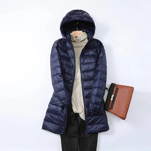 Street Wave Lightweight Puffer Jacket With Removable Hood Longline Quilted Coat For Urban Explorers