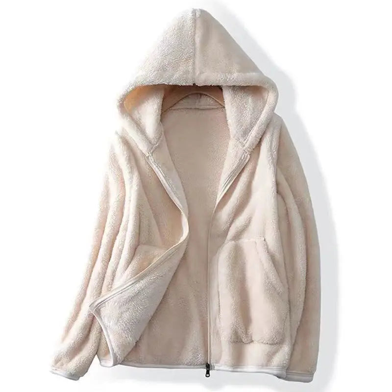 Street-wave Plus Size Fleece Hoodie Norah Oversized Cozy Fluffy Hooded Sweatshirt For Curvy Women
