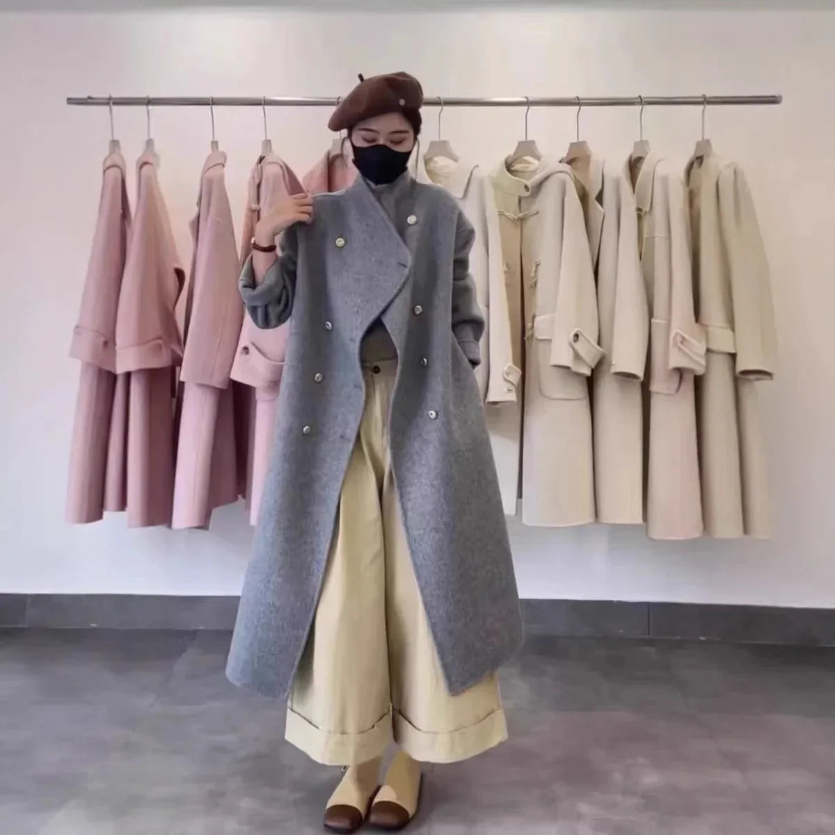 Street-Wave Wool Blend Coat Unisex Mid Calf Warmth