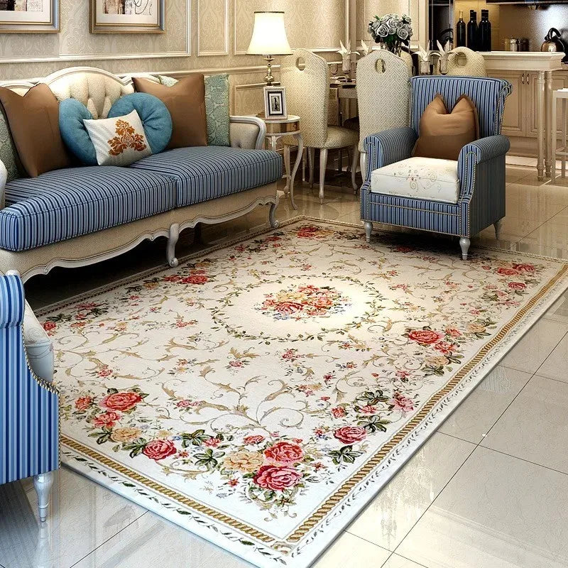 Retro Floral Area Rug Machine Washable Non Slip for Bedroom Decor Eprolo