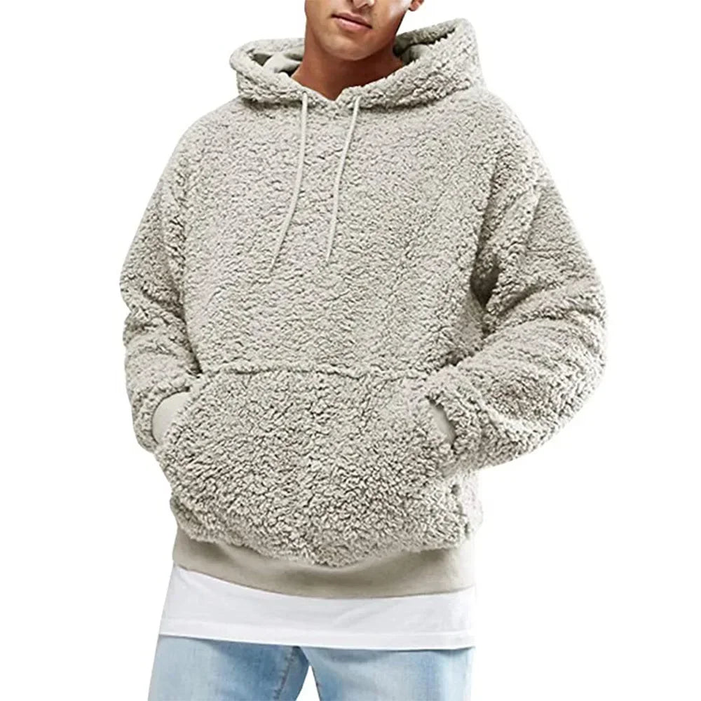 Streetwave Sherpa Hoodie With Soft Fleece Cozy Warmth Versatile Everyday Mens Outerwear