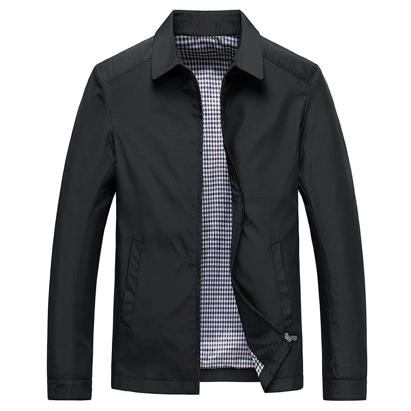 Street-wave Autumn Jacket For Men Warm Cozy Lined Fall Outerwear With Classic Checkered Interior