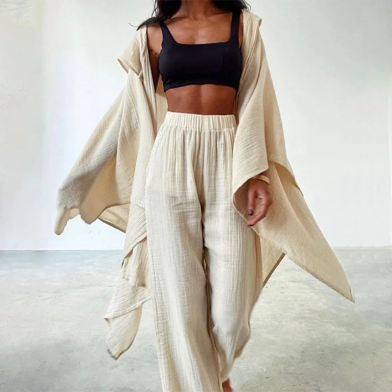 Street-Wave Linen Set For Women Relaxed Fit Vest And Pants Breathable Comfortable Everyday Outfit