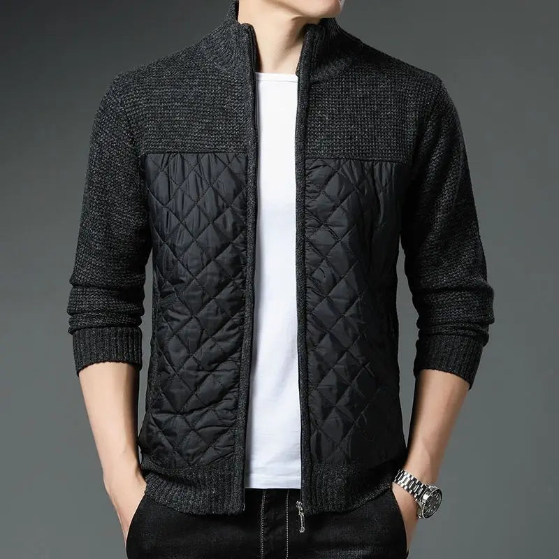Street Wave Matias Knit Quilted Jacket For Men Modern Hybrid Layering Slim Fit Versatile Outerwear