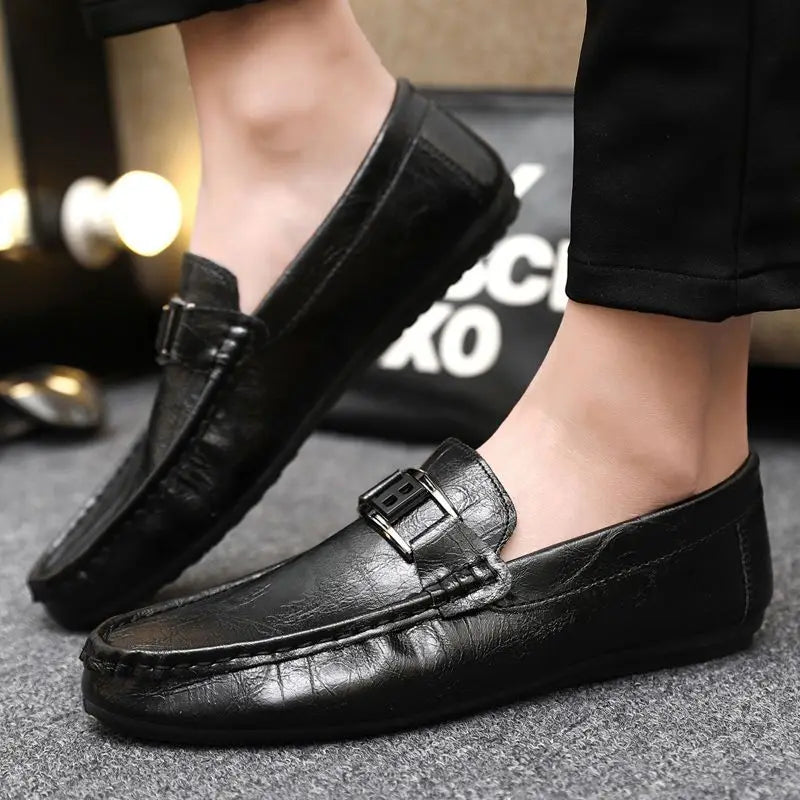 GentleStride Leather Loafers For Men Premium Calf Leather Slip On Comfort All Day Office Casual
