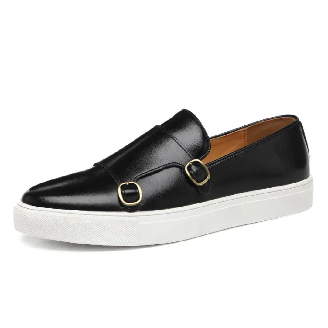 Sebastian Leather Loafers Cushioned Sole For Pros Waylynn With Gold Buckles
