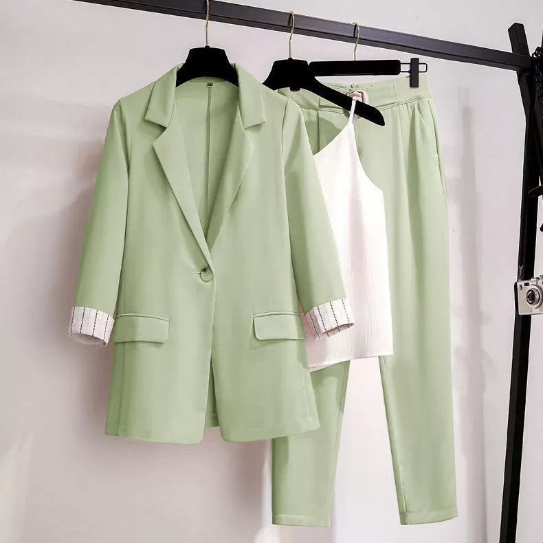 Nordisk Flair Womens Three Piece Blazer Set Single Button Tailored Fit Versatile