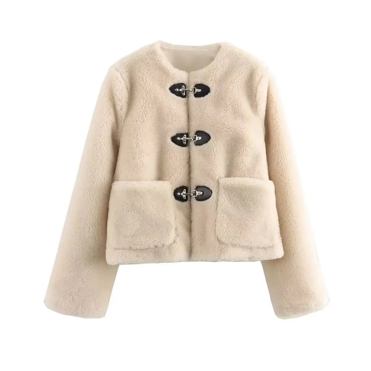 Street-wave Fleece Jacket With O-Neck For Cozy Winter Warmth Women Autumn Outerwear