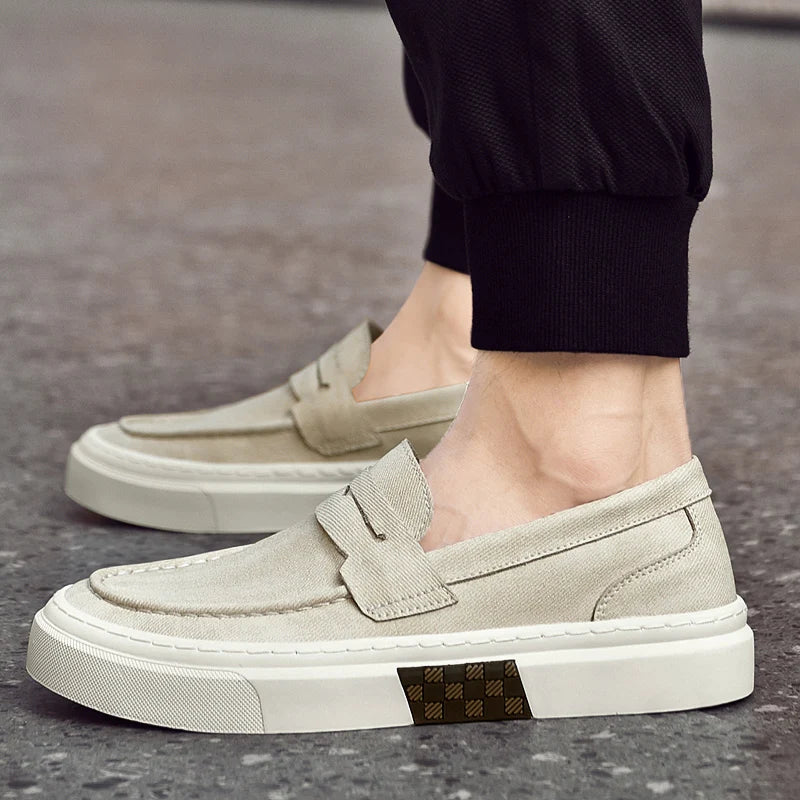 TrendStep Men Leather Loafers All Day Comfort Thick Sole for Everyday Walking and Driving