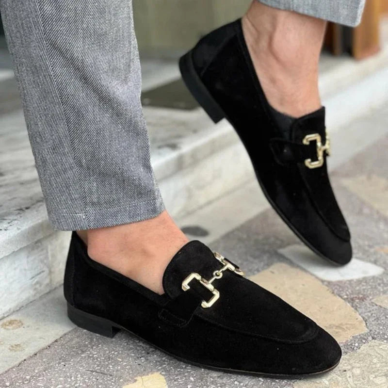 PrestigeWear Men Faux Suede Buckle Loafers For Business And Casual Comfort And Style